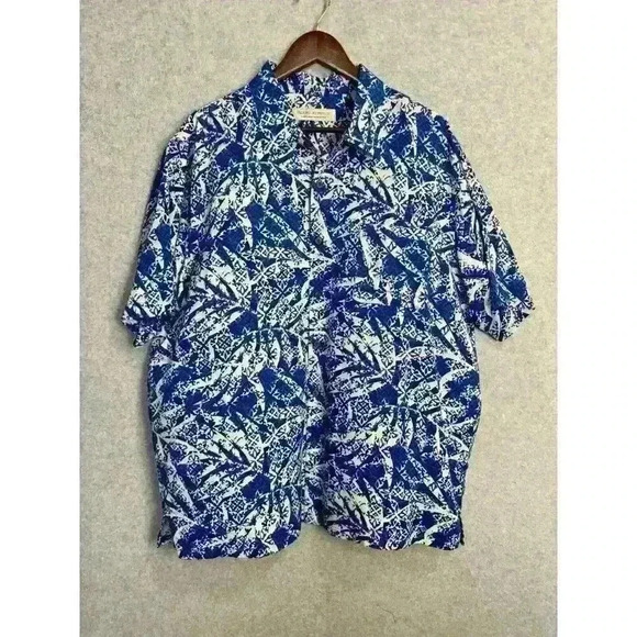 Island Republic Other - NWT 100% Silk Island Republic Men’s XXL Hawaiian Shirt Button Up‎ Blue Floral